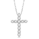 14K White Gold Diamond Fashion Cross Pendant, 0.10Carat TW