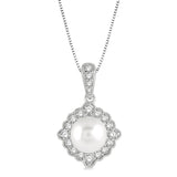 White Gold Diamond and Pearl Pendant