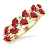 14K Yellow Gold 4X2 MM Ruby and Diamond Ring, 0.20 Carat Dia. TW