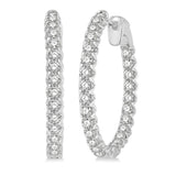 14K White Gold Diamond Hoop Earrings, 2.0 Carat tw