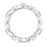 Sterling Silver Bold Panther Link Single Cut Diamond Fashion Ring, 0.10Carat TW
