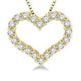 14K Yellow Gold Diamond Heart Pendant, 0.25 Carat TW