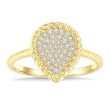 10K Yellow Gold Diamond Pear Shape Round Cut Diamond Fashion Ring, 0.20Carat TW
