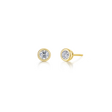 Sterling Silver/Gp Bezel Set Stud Earrings, 0.34Carat TW CZ's