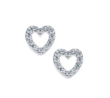 Sterling Silver Open Heart White CZ Earrings