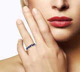 14K White Gold Sapphire and Diamond Ring, 0.15 Carat Dia. TW