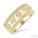 14K Yellow Gold 5-Stone Mixed Shape Diamond Fashion Band, 0.90Carat TW