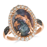 14K Strawberry Gold  Aquadite Black Oval with .57Carat TW Chocolate and Nude Diamond Ring