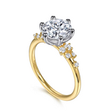 14K White and Yellow Gold 2.0 Carat Diamond Round Engagement Ring