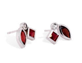 Sterling Silver Garnet with White Topaz Fashion Earrings