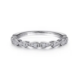 14K White Gold Teardrop Station Stackable Diamond Anniversary Band - 0.08 Carat TW