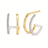 Two Tone Diamond Hoop Earrings