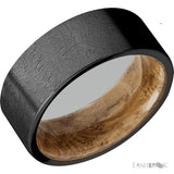 8 mm wide Flat Zirconium Band featuring a Whiskey Barrel Sleeve