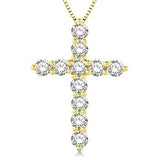14KY Diamond Cross Pendant w/1.0 ctw, 18" Chain