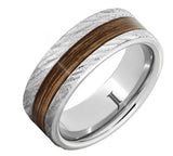 Barrel Aged Serinium® Ring With Bourbon Wood Inlay And Bark Finish