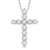 14K White Gold Diamond Fashion Cross Pendant, 0.10Carat TW