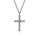 Sterling Silver X Center Twisted Rope Cross Pendant
