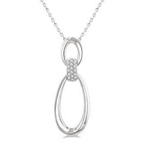 Sterling Silver Diamond Oval Pendant, 0.10Carat TW
