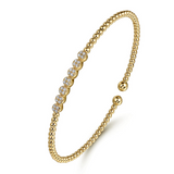 Yellow Gold Bujukan Bead and Cluster Diamond Bangle Bracelet