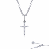 Sterling Silver Mini Cross Pendant, 0.37 Carat CZ