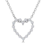 Sterling Silver Heart Shape Round Cut Diamond Pendant, 0.10Carat TW