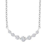 Sterling Silver  Petite Smile Graduated Diamond Round Cut Necklace, 0.12Carat TW