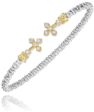 Sterling Silver/14K Yellow Gold 4MM Diamond Fashion Bracelet .07Carat TW