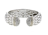 Sterling Silver Yellow Gold with White Diamonds Bangle Bracelet