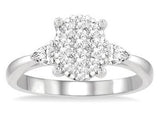 14K White Gold 0.75Carat TW Diamond Oval Cluster "Lovebright
