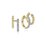 14K Yellow Gold Diamond Huggie Earrings, 0.34 Carat TW