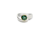 Sterling Siver Round Green Quartz Ring