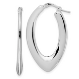 Sterling Silver Rhod-plated Polished Oval Hoop Earrings