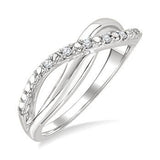 Sterling Silver Diamond Split Criss Cross Single Cut Fashion Ring, 0.05Carat TW