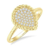 10K Yellow Gold Diamond Pear Shape Round Cut Diamond Fashion Ring, 0.20Carat TW