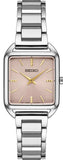 Stainless Steel Ladies' Quartz Watch with Mauve Pink Dial