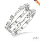 14K White Gold Diamond Ring Guard with Rounds & Baguette Diamonds, 0.60 Carat TW