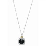 Sterling Silver Diamond & Black Onyx Popcorn Pendant w/ 0.03 ctw Dia., 18KY Accents, & 18