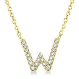 10KY Diamond Initial "W" Necklace w/ 0.06 ctw & 18" Chain