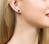 10KY Diamond and Sapphire Stud Earrings w/ 0.10 ctw