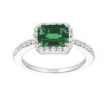 14KW Lab Grown Emerald & Diamond Ring w/ 1.20 ct Em. & 0.38 ctw Dia.