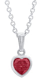 Sterling Silver Heart July CZ Birthstone Pendant