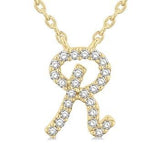 10K Yellow Gold Diamond Initial "R" Necklace, 0.07 Carat TW