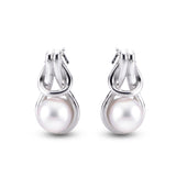 Sterling Silver Fresh Water Button Cultured Pearl Earrings w/ 7 -- 7.5 mm Pearls