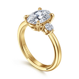 14K Yellow Gold 3.87Carat TW Oval "CZ" Engagement Ring with .29Carat TW Round Diamonds