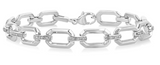 Sterling Silver .10CTW Bold Open Link Diamond Fashion Bracel