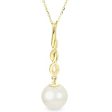 14KY FW Cultured Pearl Braided Pendant on Cable Chain 16/18