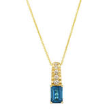 14K Honey Gold LeVian (1.0Carat TW) Sea Blue Topaz with (0.12Carat TW) Nude Diamond Pendant