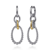 Sterling Silver/14K Yellow Gold White Sapphires Bujukan Link Drop Earrings, 0.27Carat TW