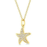 10K Yellow Gold Starfish Petite Diamond Fashion Pendant, 0.10 Carat TW
