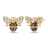 14KY Diamond Bee Earrings featuring Chocolate & Whie Diamonds w/ 0.54 ctw